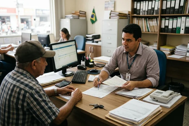 Profissional orientando sobre transferência de veículo em Codó.